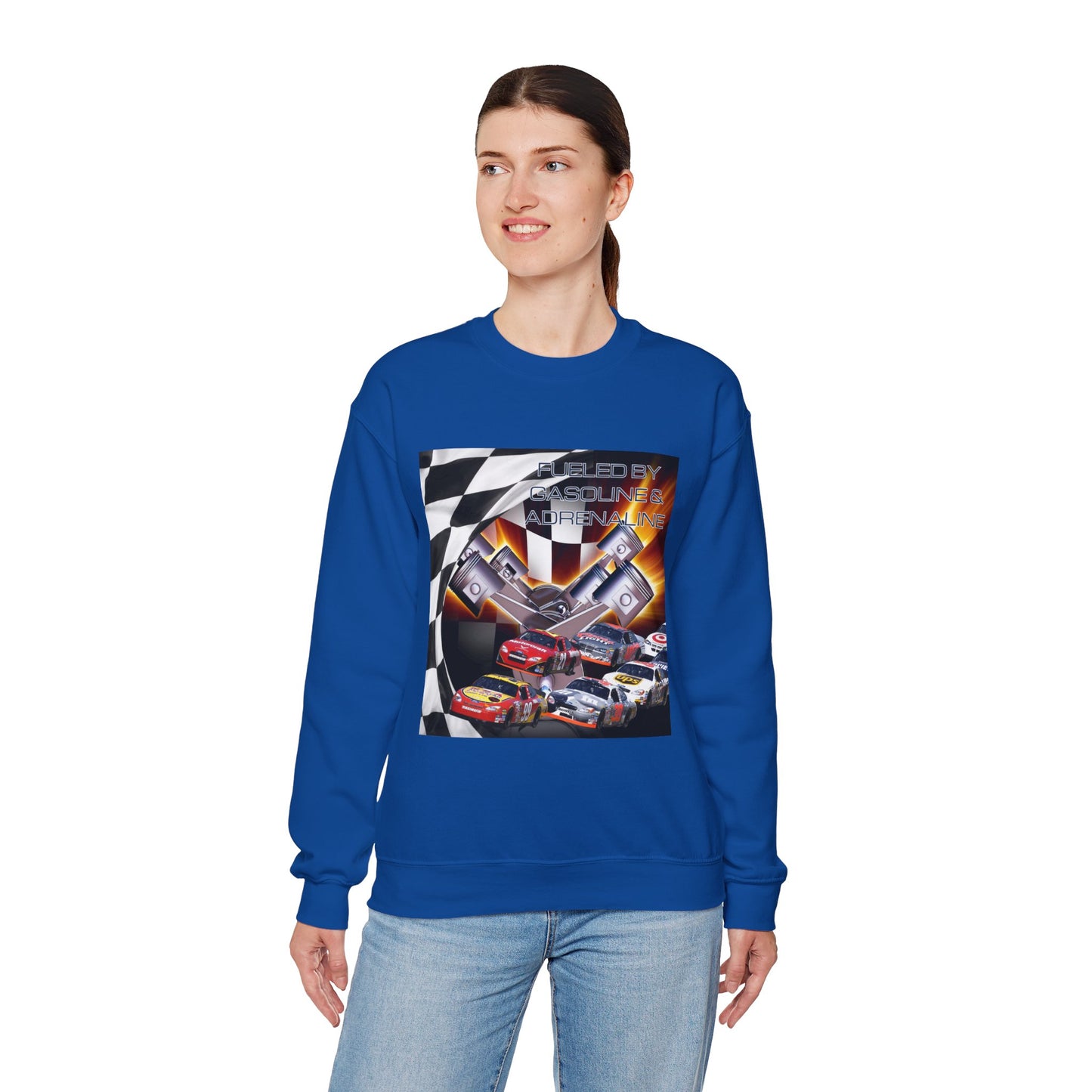 Fueled by Gasoline & Adrenaline - Unisex Heavy Blend™ Crewneck Sweatshirt