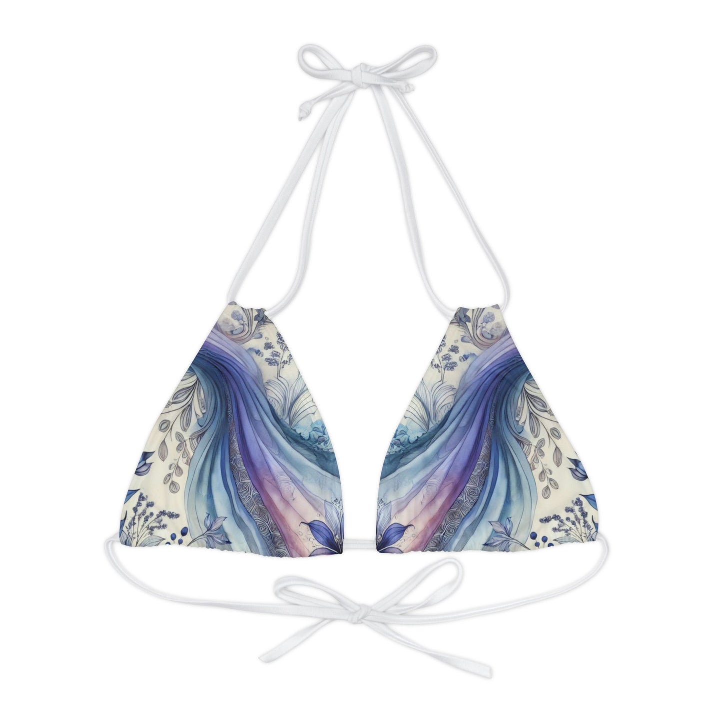 Twilight Bloom - Strappy Triangle Bikini Top (AOP)