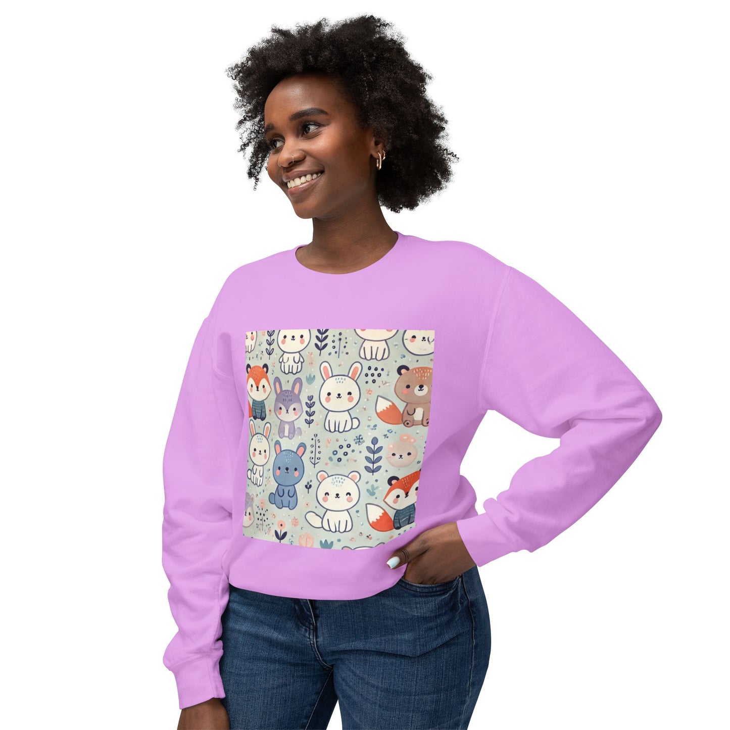 Whimsical Companions - Unisex Lightweight Crewneck Sweatshirt