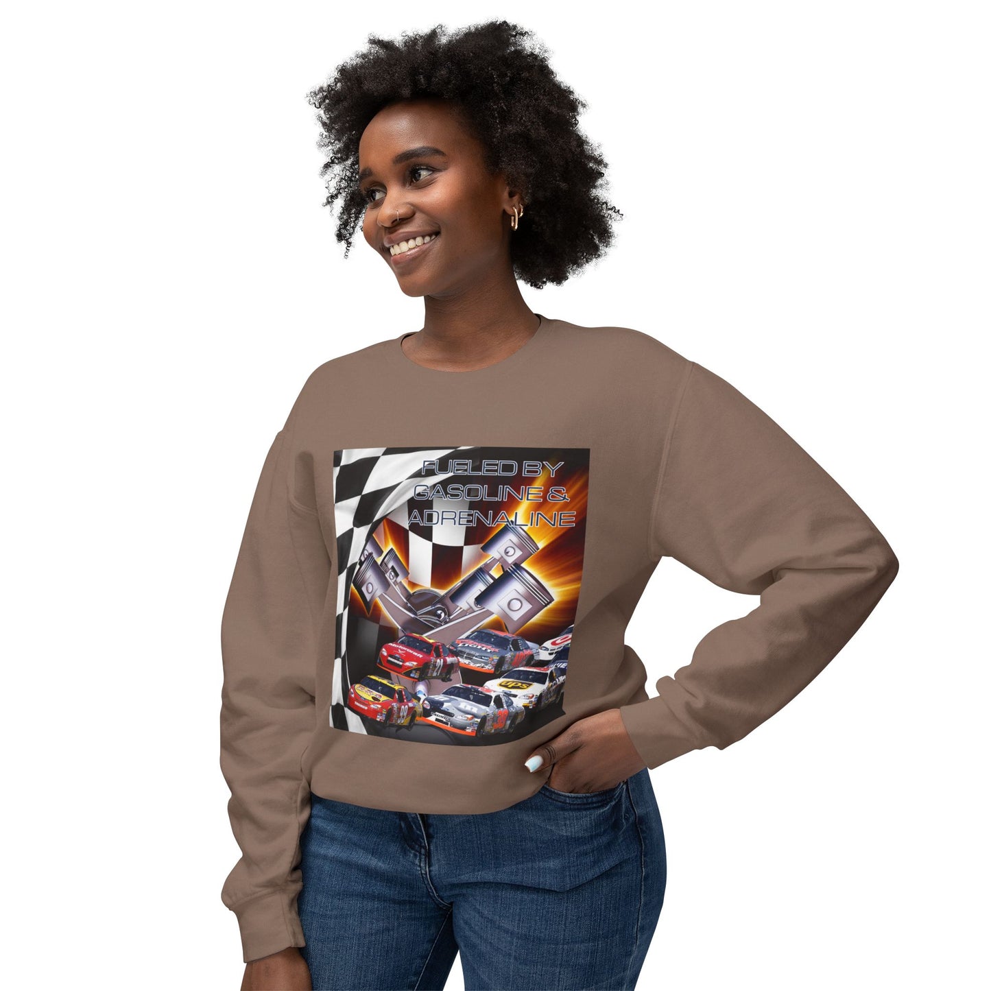 Fueled by Gasoline & Adrenaline - Unisex Lightweight Crewneck Sweatshirt