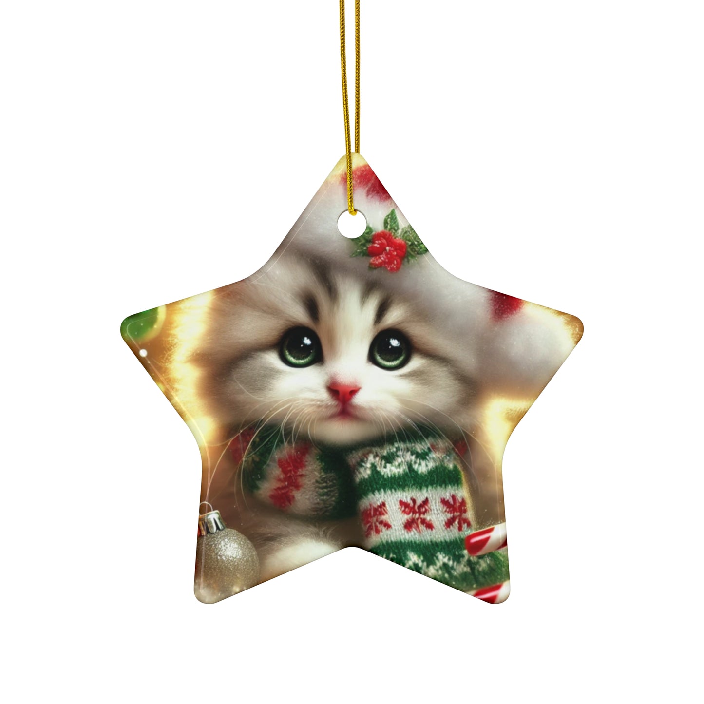 Purr-fectly Merry Christmas - Ceramic Ornament, 4 Shapes