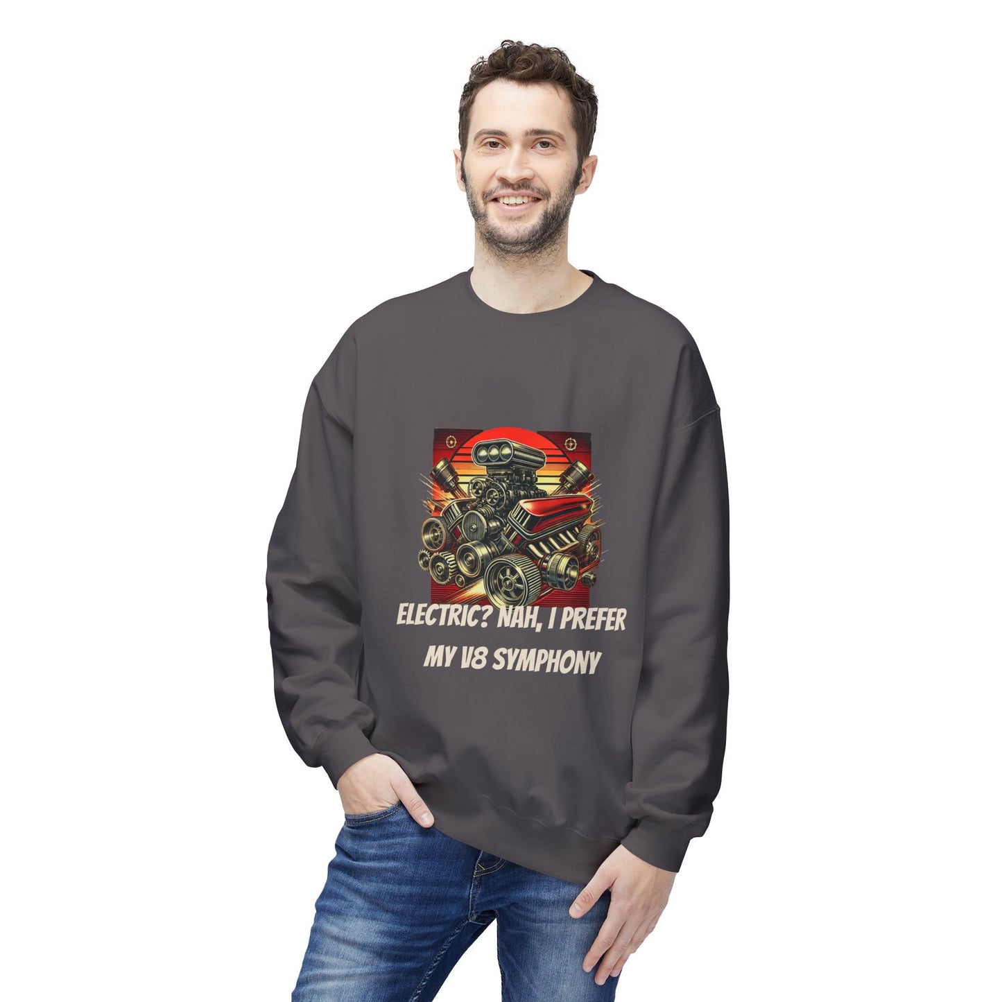 Electric? Nah, I Prefer My V8 Symphony - Unisex Midweight Softstyle Fleece Crewneck Sweatshirt