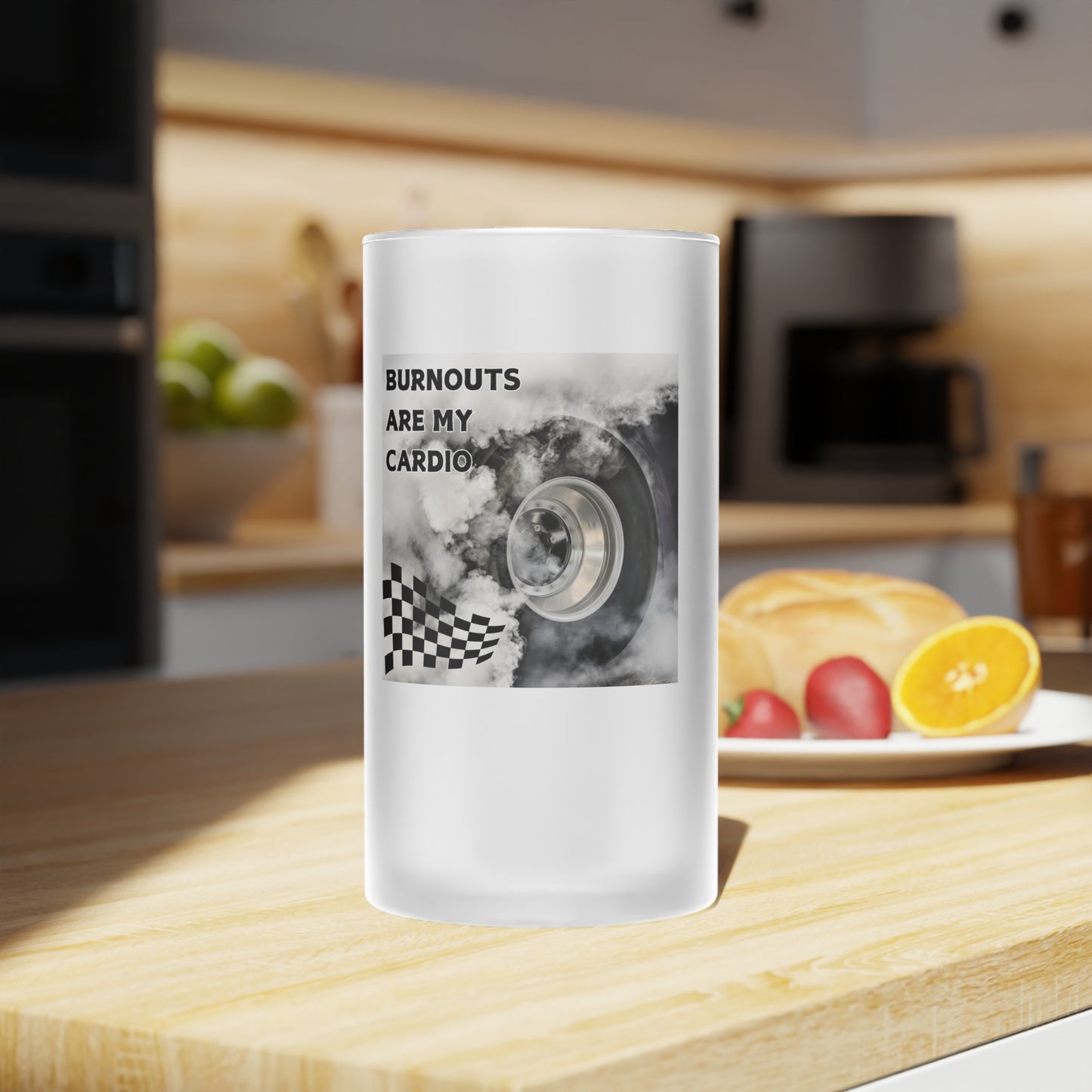 Burnouts Are My Cardio - Frosted Glass Beer Mug