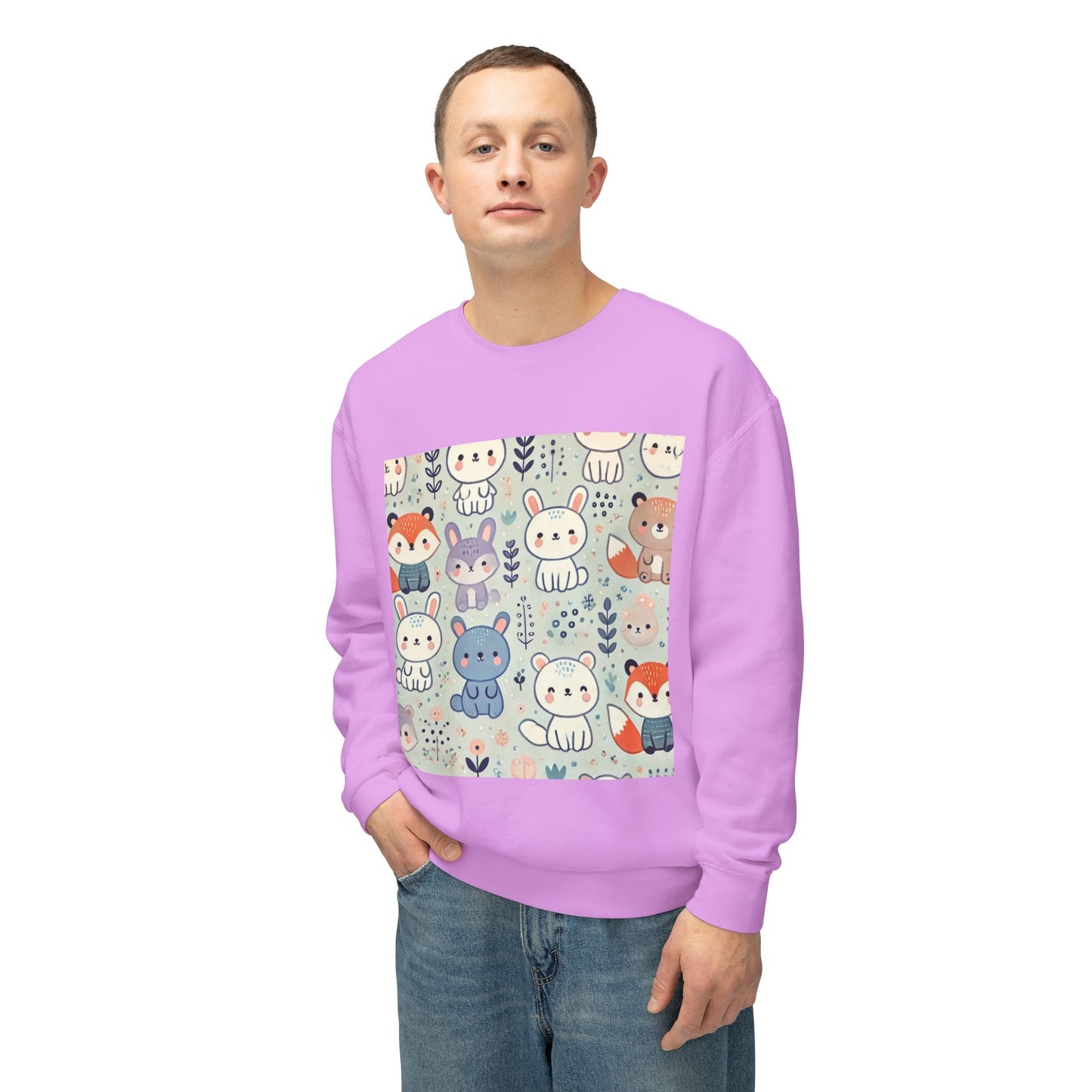 Whimsical Companions - Unisex Lightweight Crewneck Sweatshirt