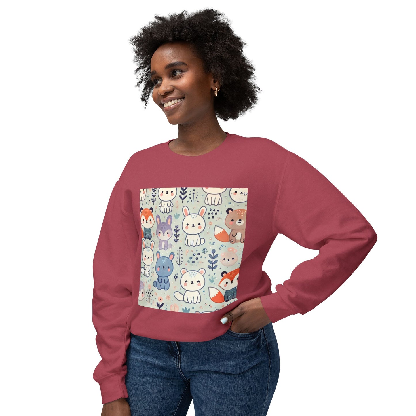 Whimsical Companions - Unisex Lightweight Crewneck Sweatshirt