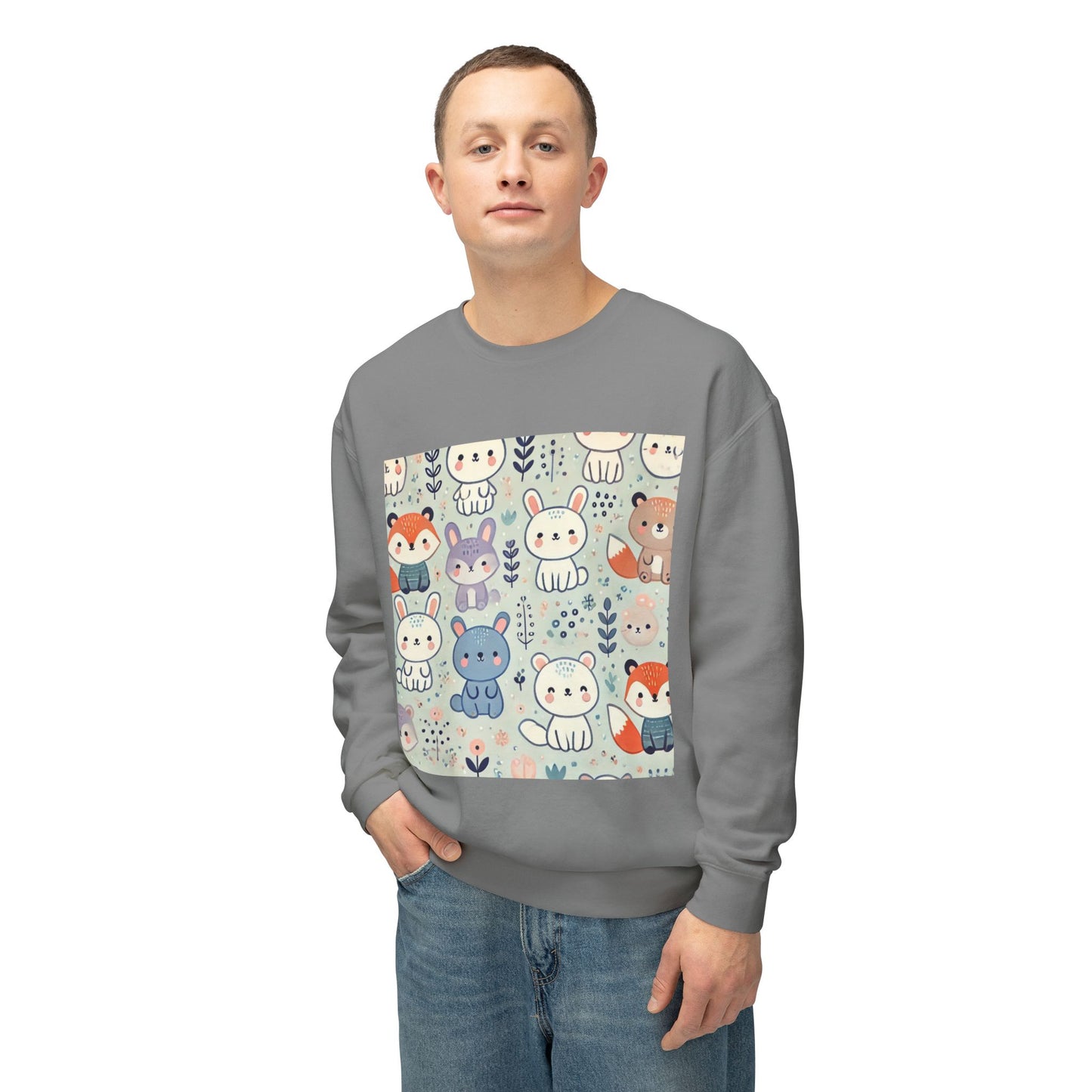 Whimsical Companions - Unisex Lightweight Crewneck Sweatshirt