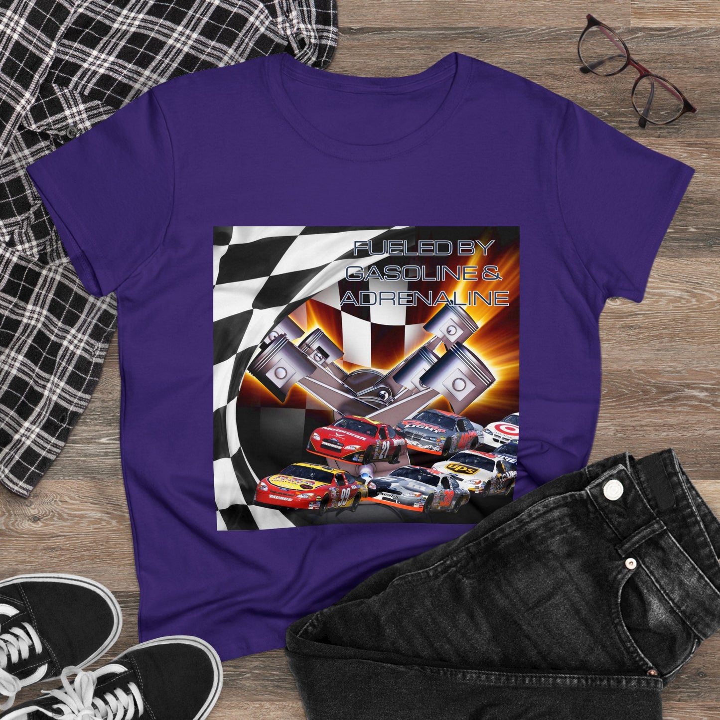 Fueled by Gasoline & Adrenaline - Women's Midweight Cotton Tee