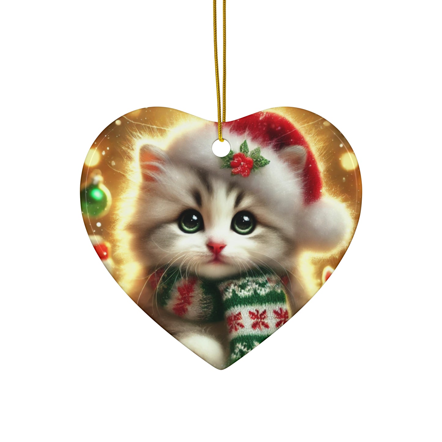 Purr-fectly Merry Christmas - Ceramic Ornament, 4 Shapes