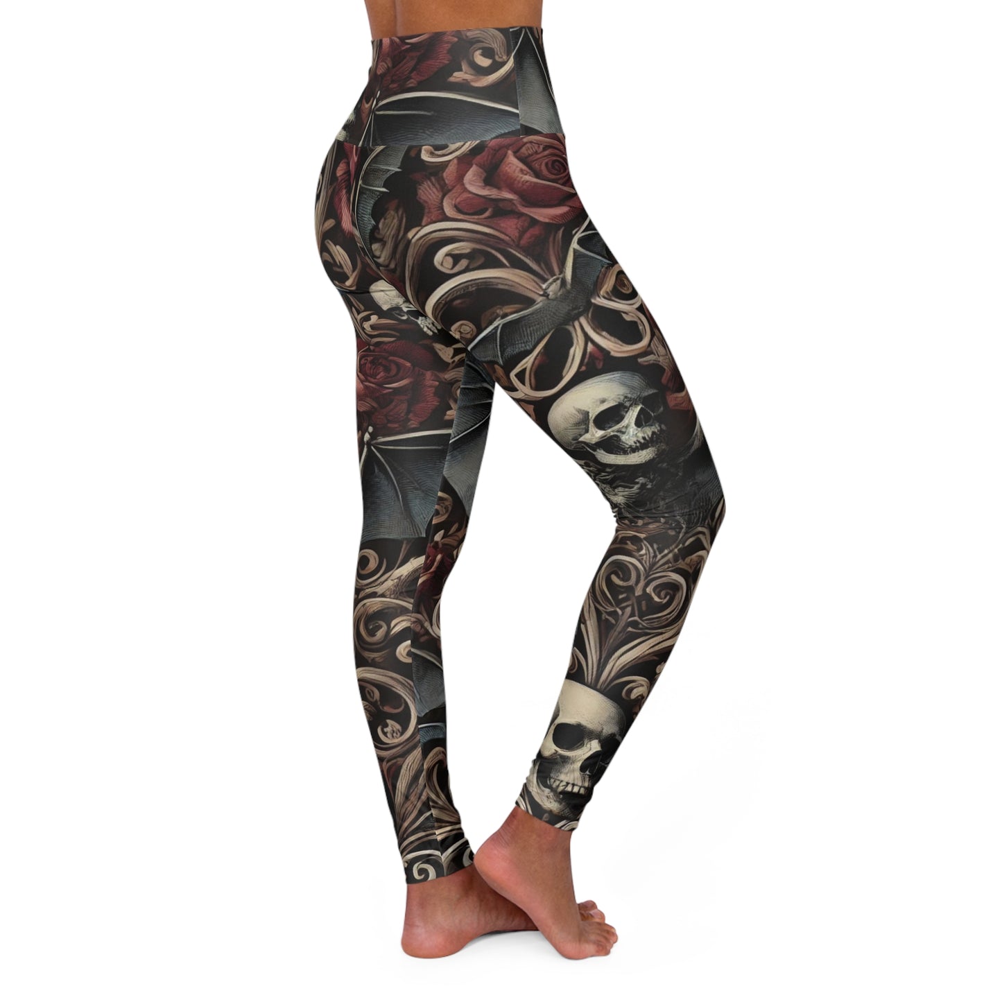 Nocturnal Elegy - High Waisted Yoga Leggings (AOP)