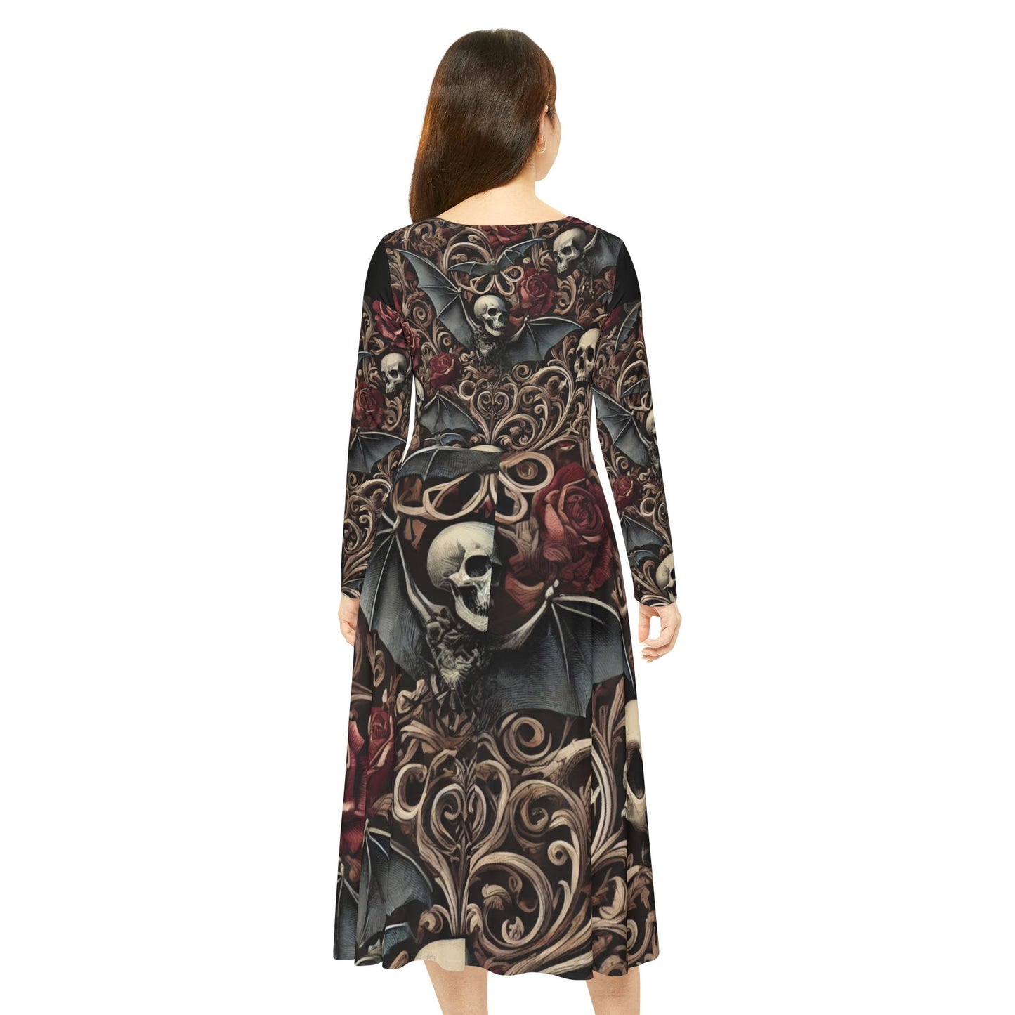 Nocturnal Elegy - Women's Long Sleeve Dance Dress (AOP)