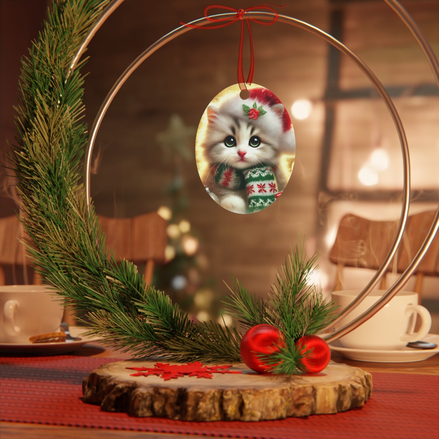 Purr-fectly Merry Christmas - Metal Ornaments