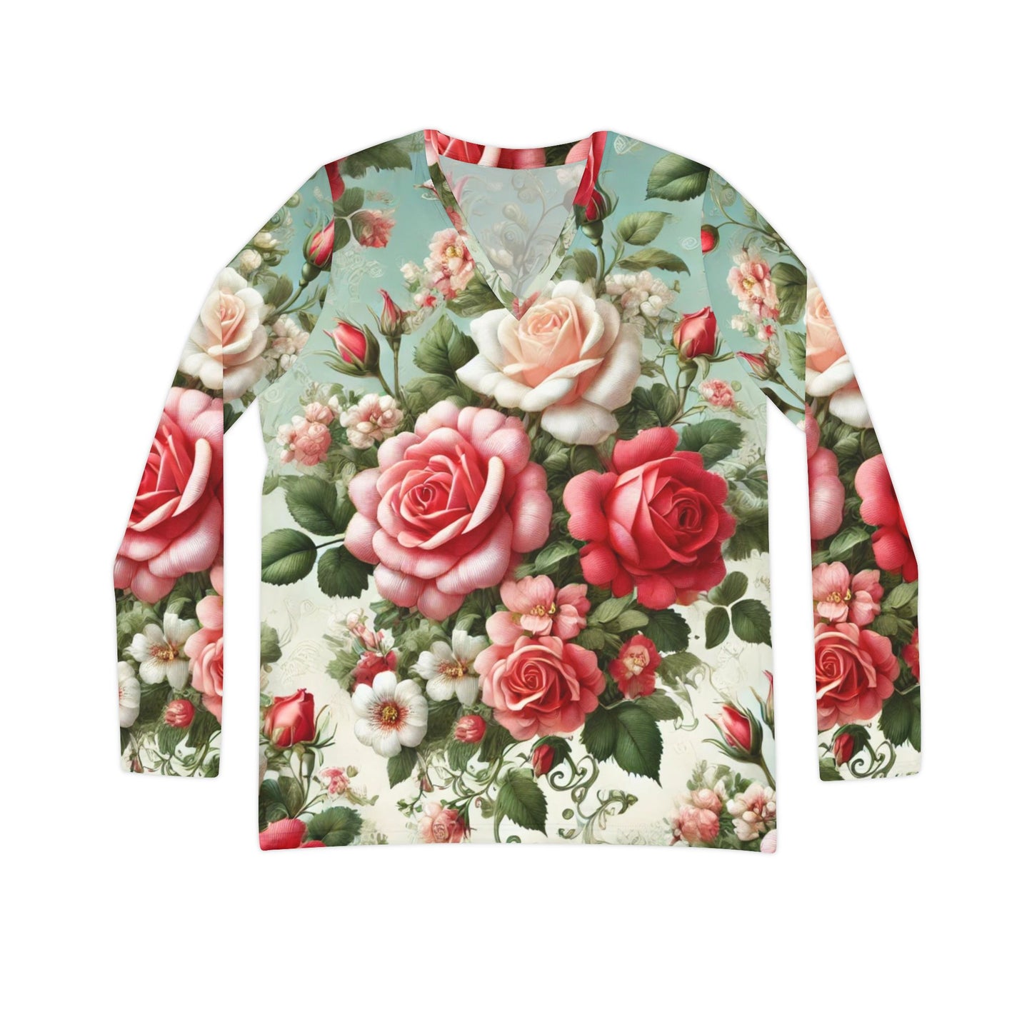 Rose Reverie - Women's Long Sleeve V-neck Shirt