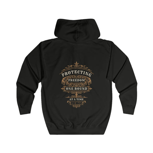 Protecting Freedom, One Round at a Time - Unisex Full Zip Hoodie