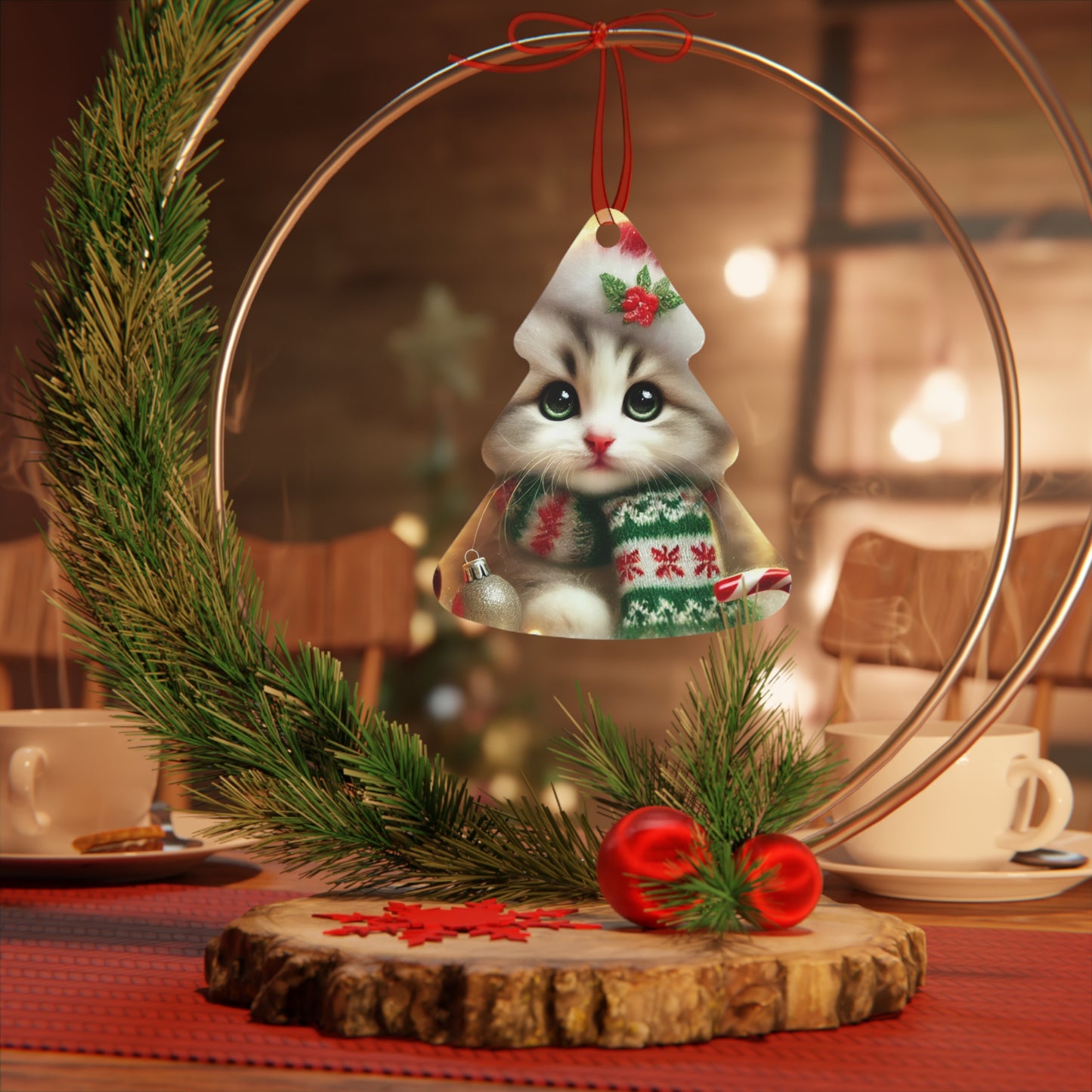 Purr-fectly Merry Christmas - Metal Ornaments