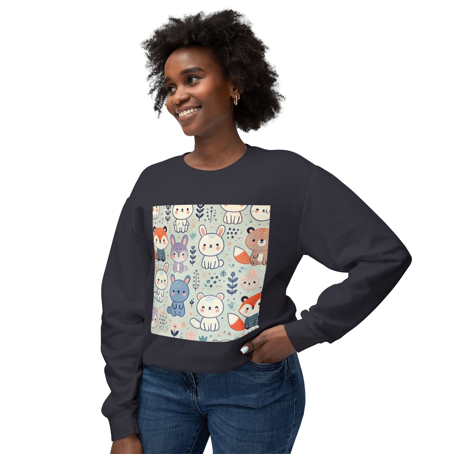 Whimsical Companions - Unisex Lightweight Crewneck Sweatshirt