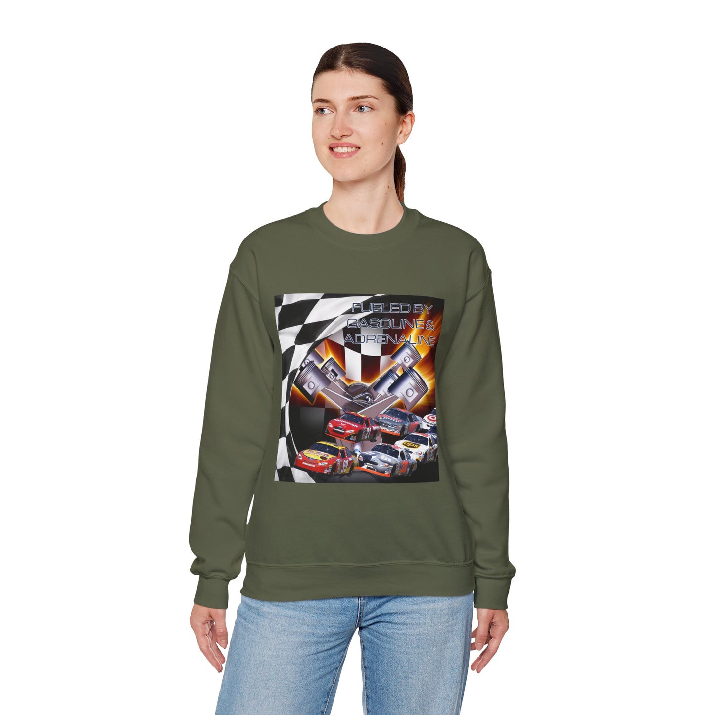 Fueled by Gasoline & Adrenaline - Unisex Heavy Blend™ Crewneck Sweatshirt