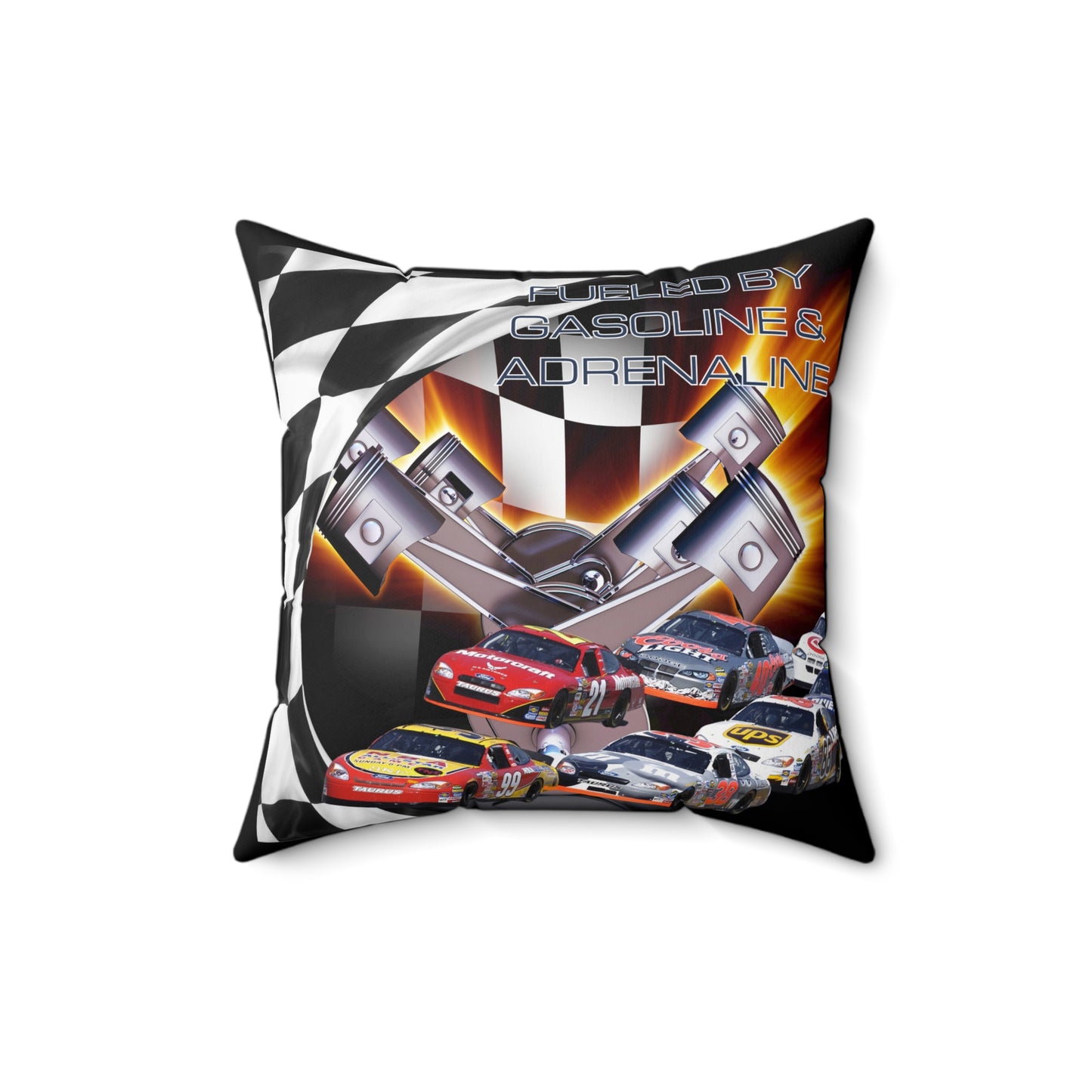 Fueled by Gasoline & Adrenaline - Spun Polyester Square Pillow