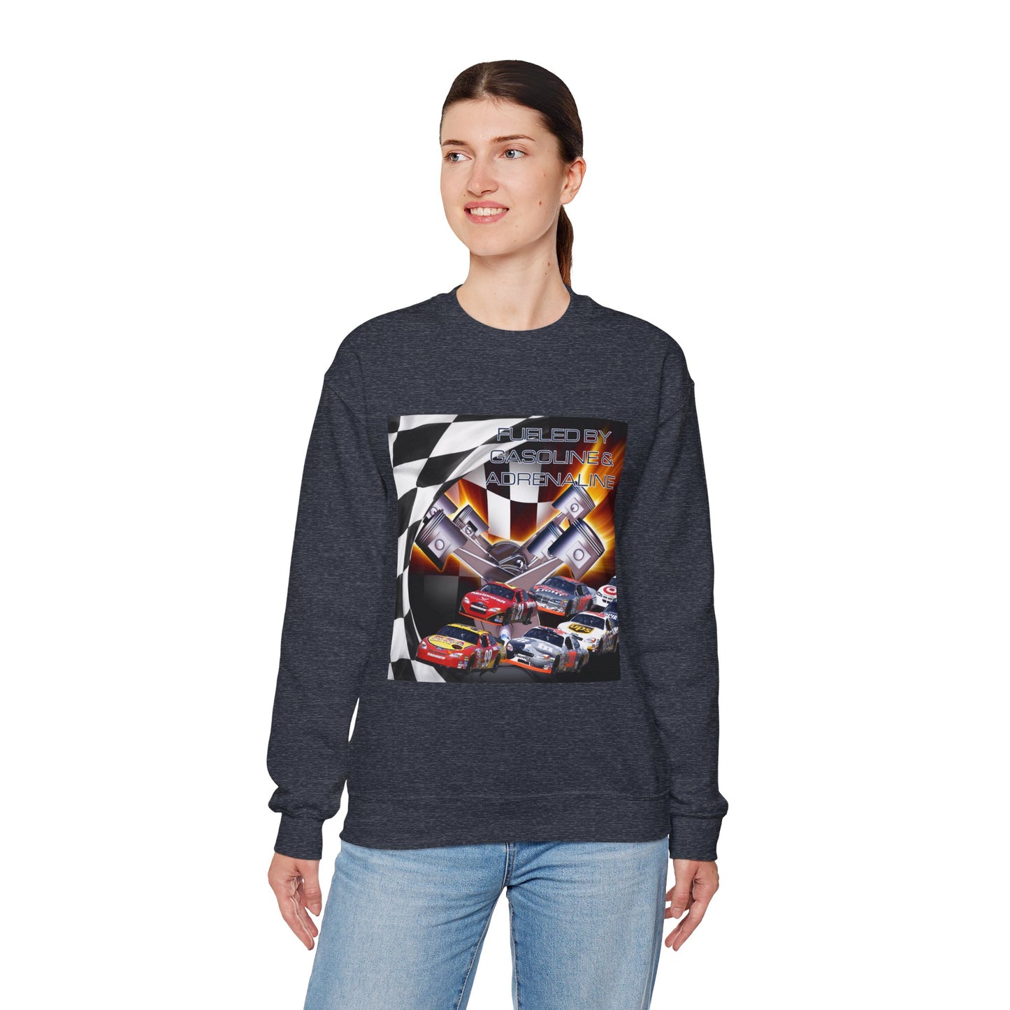 Fueled by Gasoline & Adrenaline - Unisex Heavy Blend™ Crewneck Sweatshirt