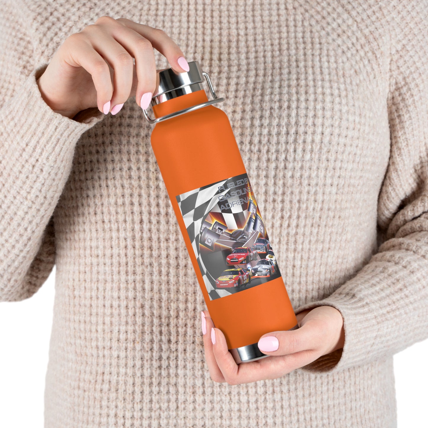 Fueled by Gasoline & Adrenaline - Copper Vacuum Insulated Bottle, 22oz