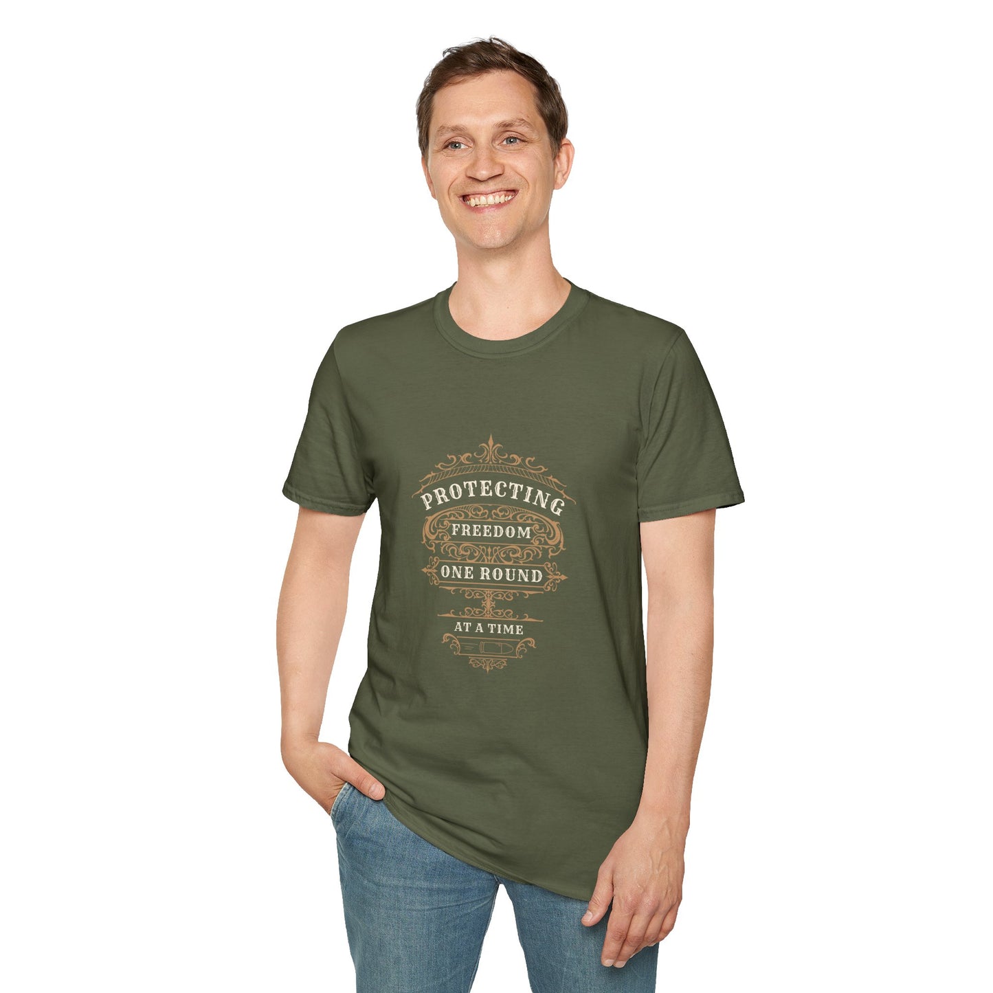 Protecting Freedom, One Round at a Time - Unisex Softstyle T-Shirt