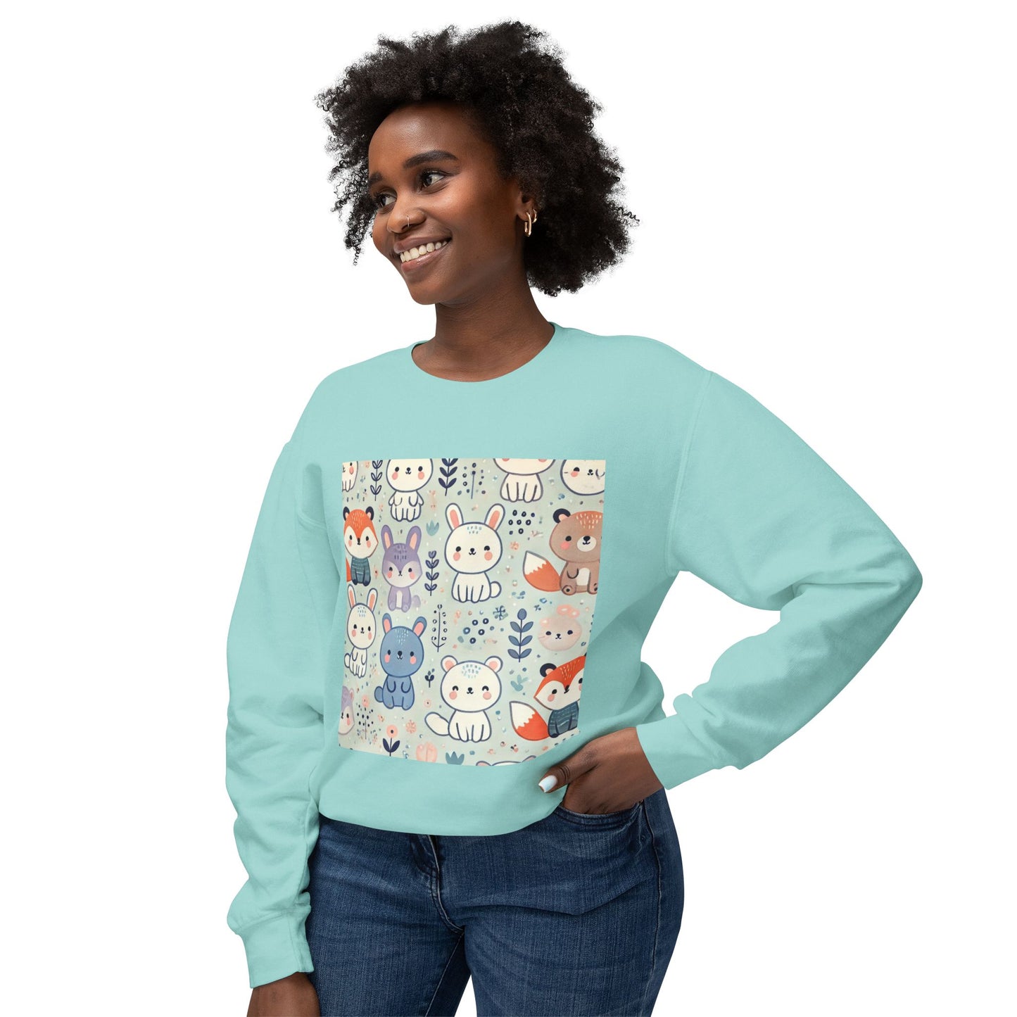 Whimsical Companions - Unisex Lightweight Crewneck Sweatshirt