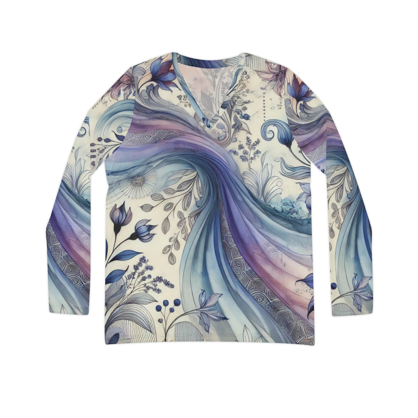 Twilight Bloom - V-neck Shirt  Women's Long Sleeve