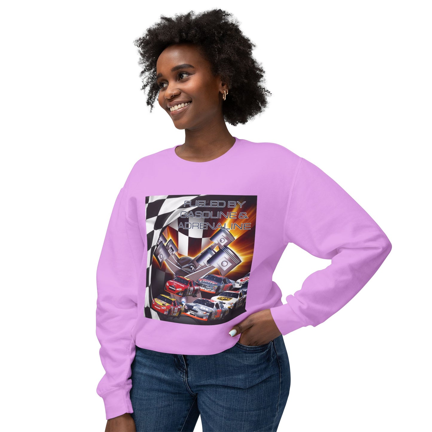 Fueled by Gasoline & Adrenaline - Unisex Lightweight Crewneck Sweatshirt