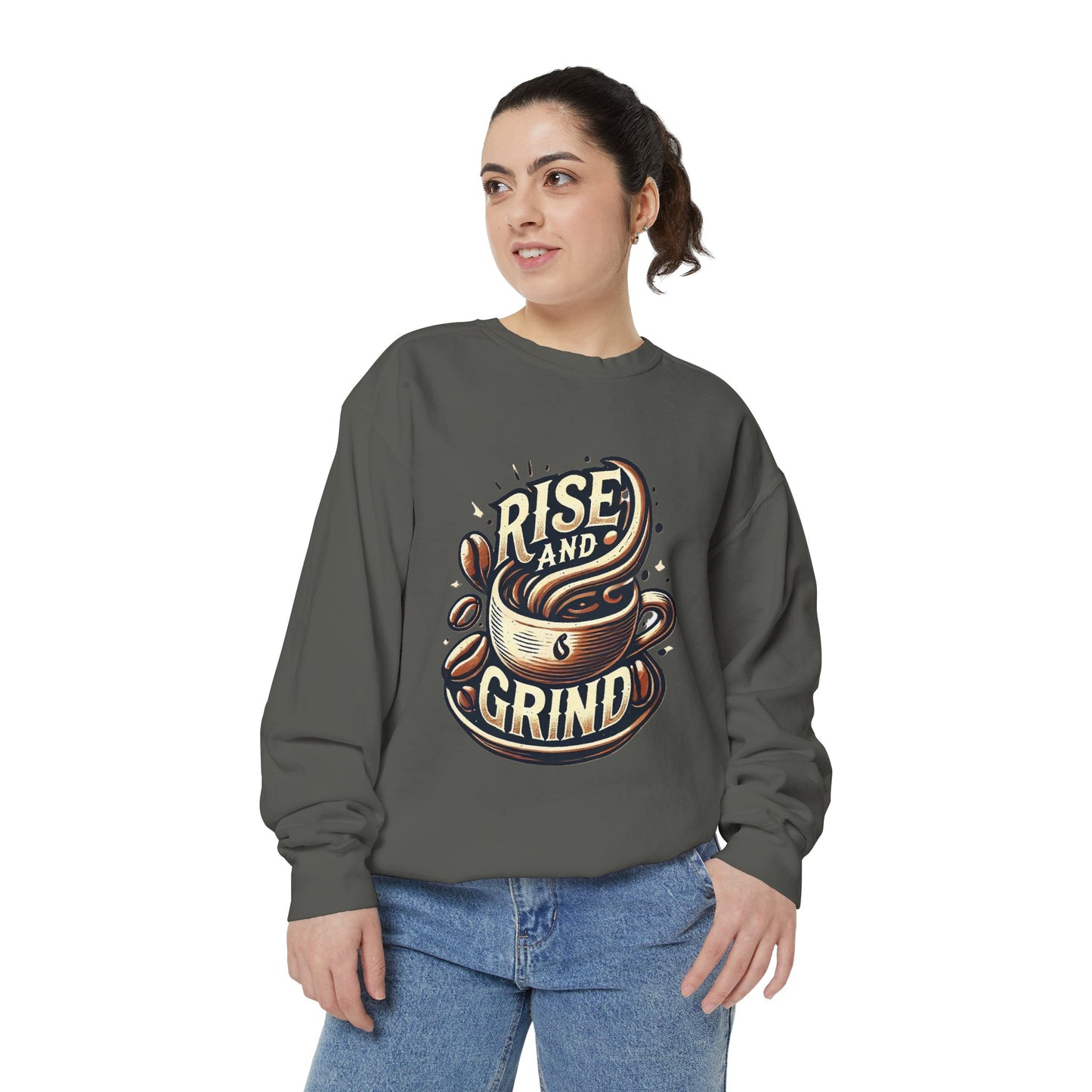 Rise and Grind - Unisex Garment-Dyed Sweatshirt