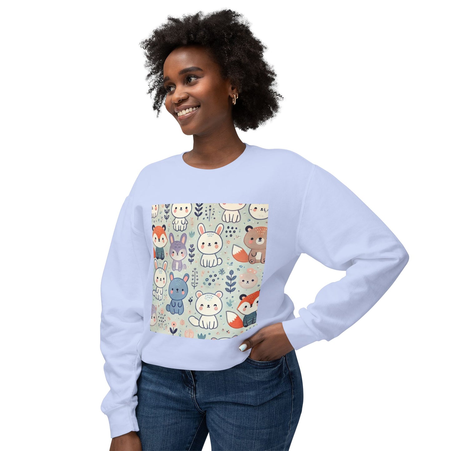 Whimsical Companions - Unisex Lightweight Crewneck Sweatshirt