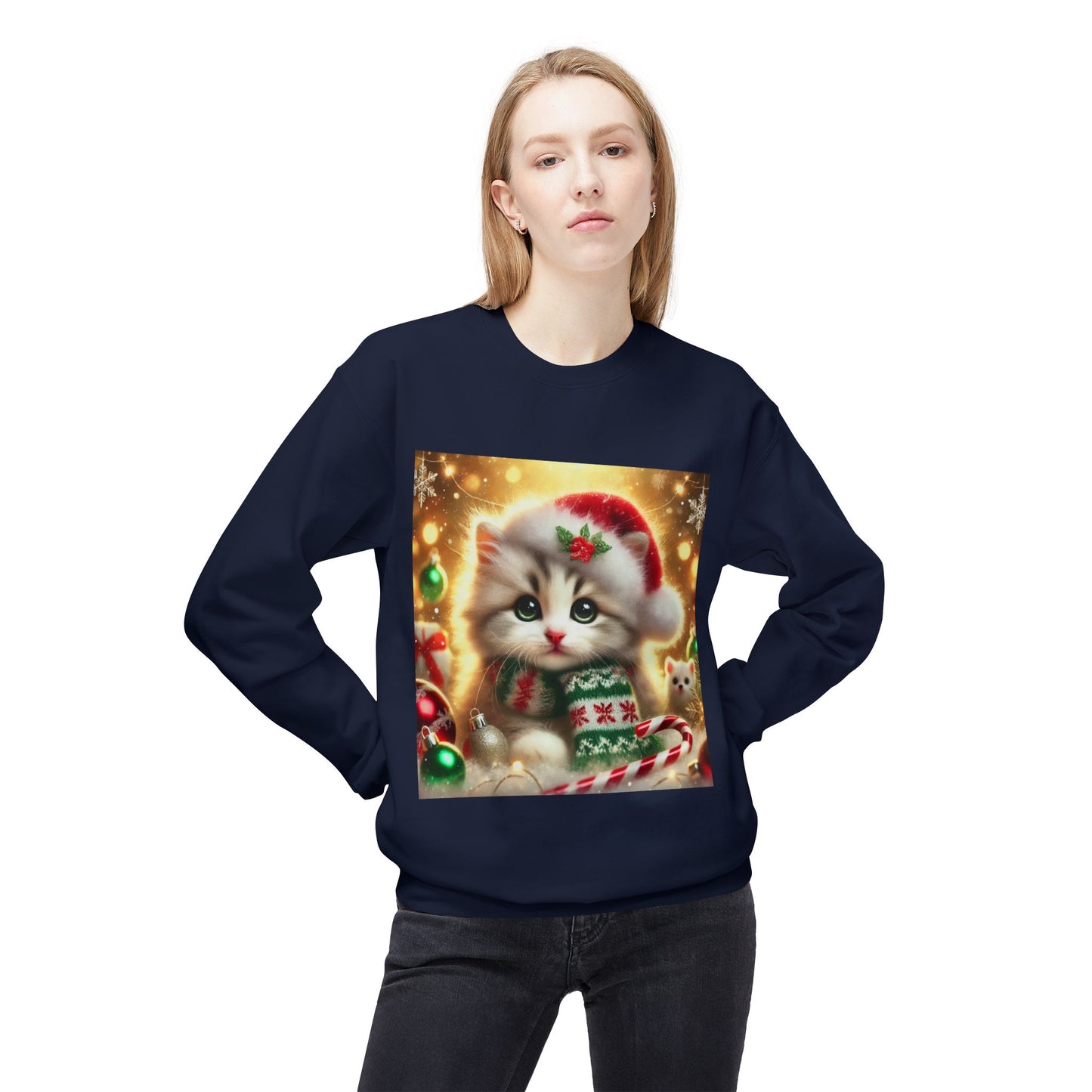 Purr-fectly Merry Christmas - Unisex Midweight Softstyle Fleece Crewneck Sweatshirt