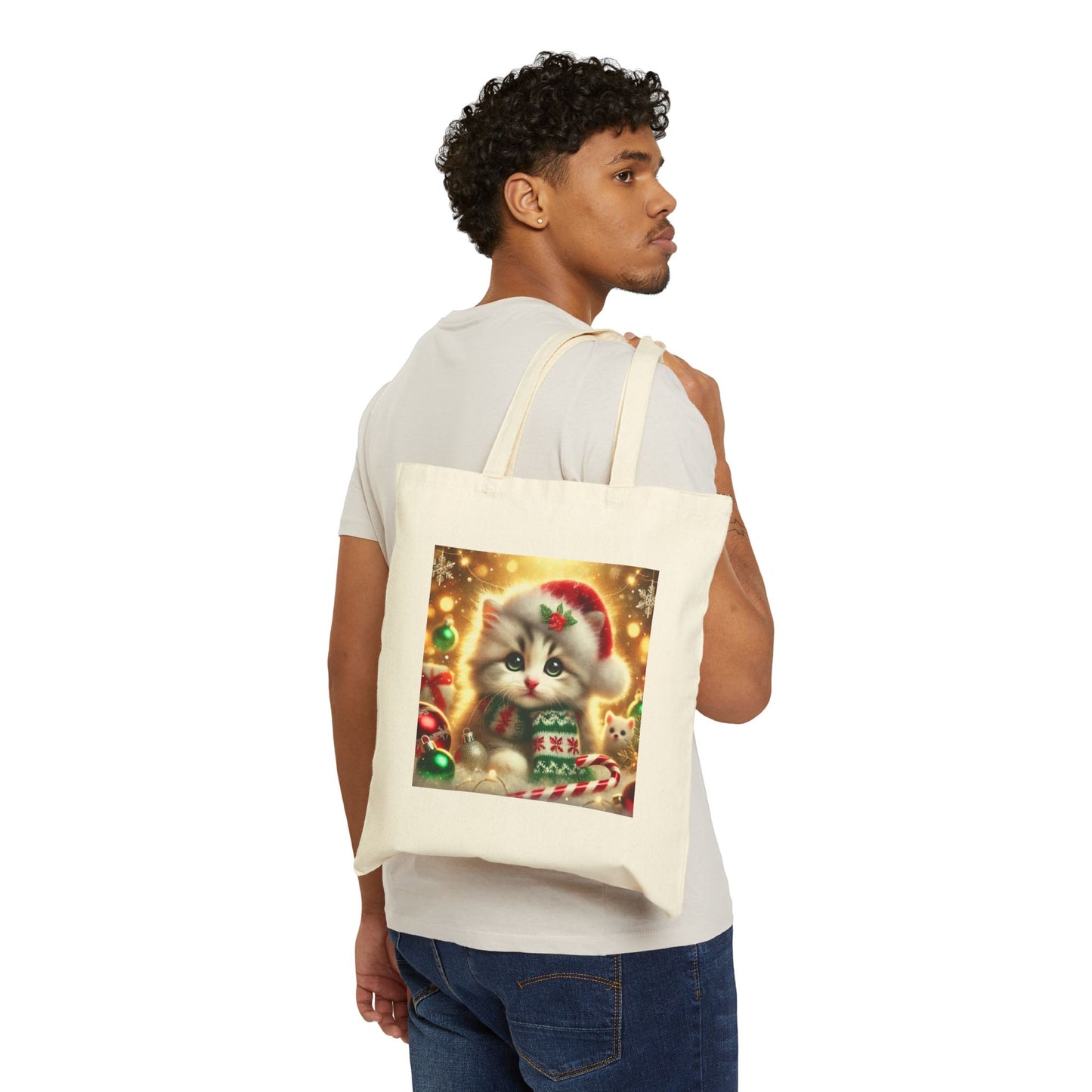 Purr-fectly Merry Christmas - Cotton Canvas Tote Bag