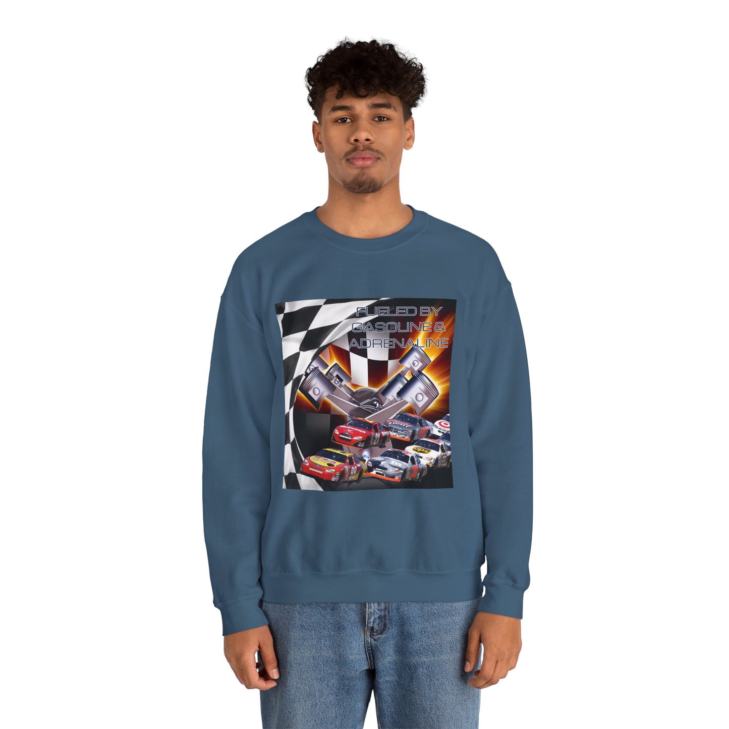 Fueled by Gasoline & Adrenaline - Unisex Heavy Blend™ Crewneck Sweatshirt