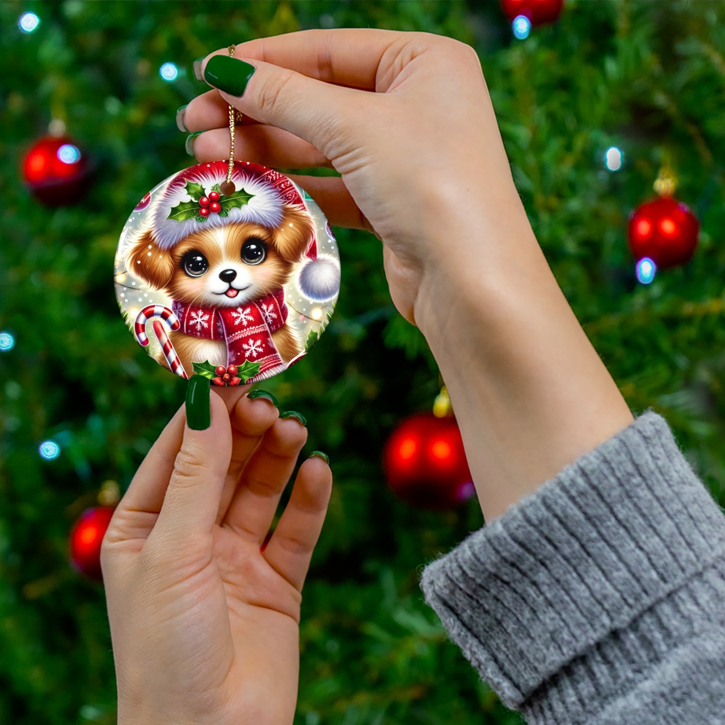 Paws-itively Merry Christmas - Ceramic Ornament, 4 Shapes