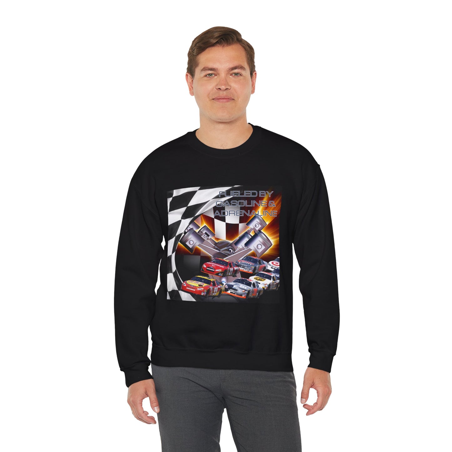 Fueled by Gasoline & Adrenaline - Unisex Heavy Blend™ Crewneck Sweatshirt