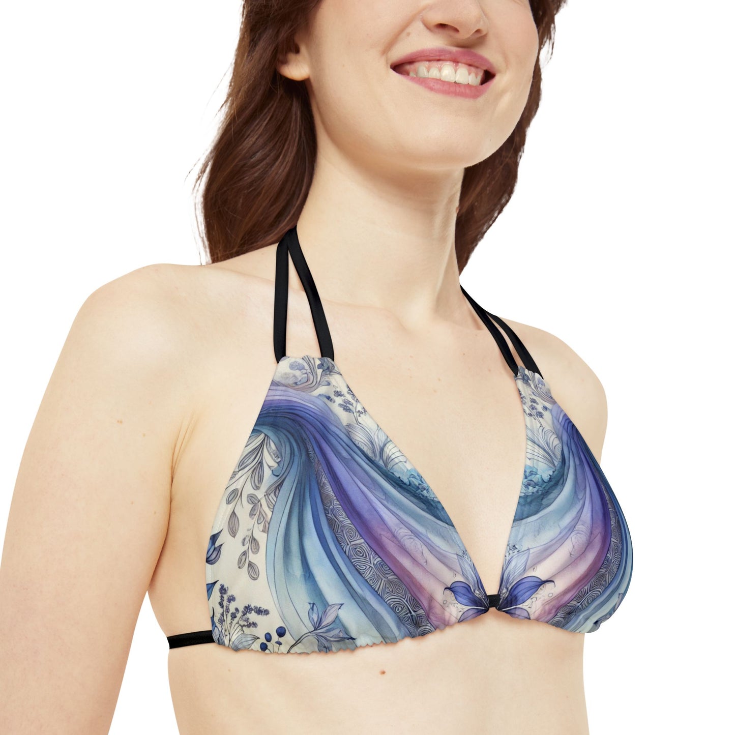 Twilight Bloom - Strappy Triangle Bikini Top (AOP)