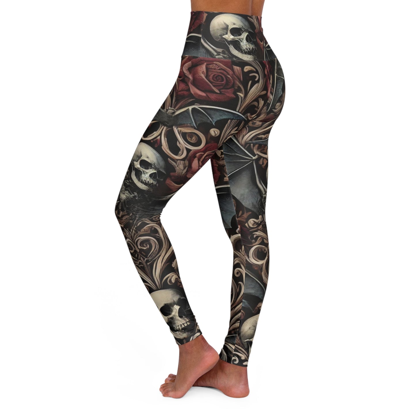 Nocturnal Elegy - High Waisted Yoga Leggings (AOP)