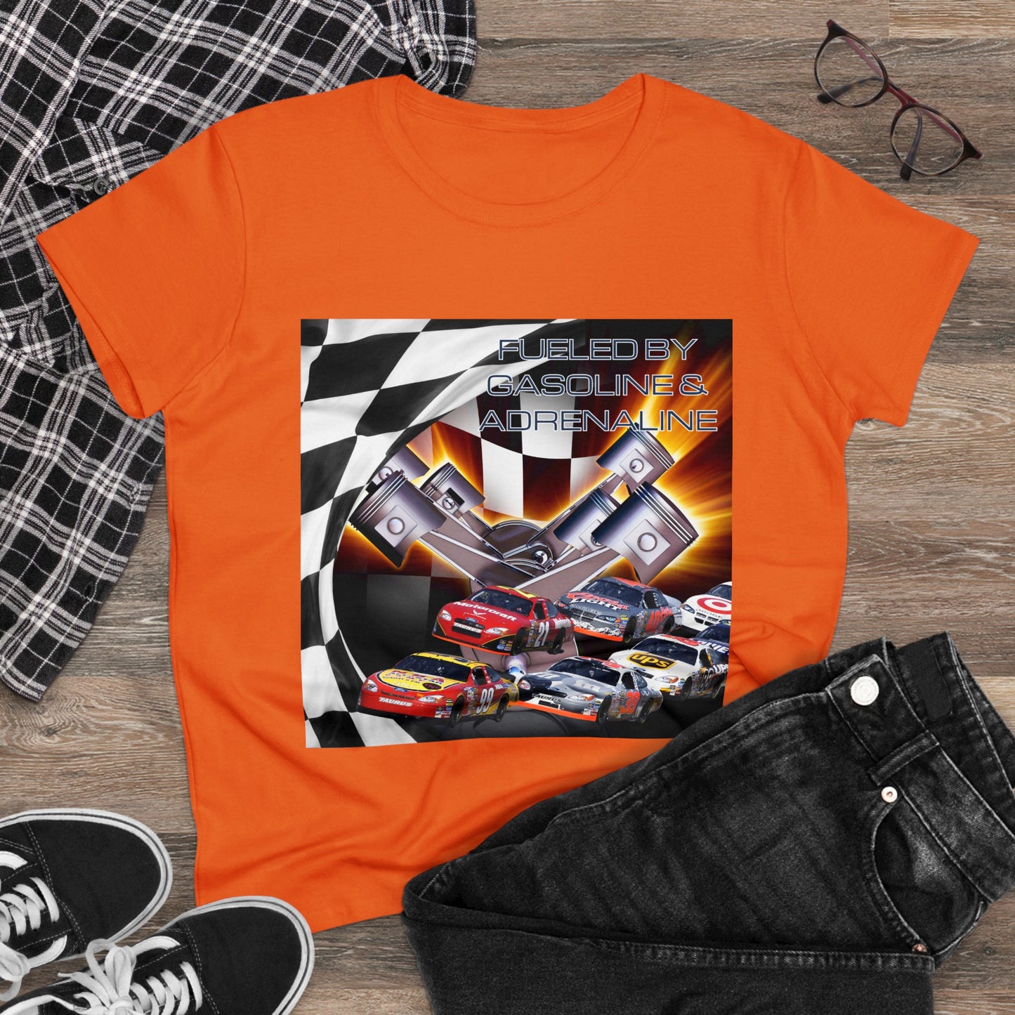 Fueled by Gasoline & Adrenaline - Women's Midweight Cotton Tee