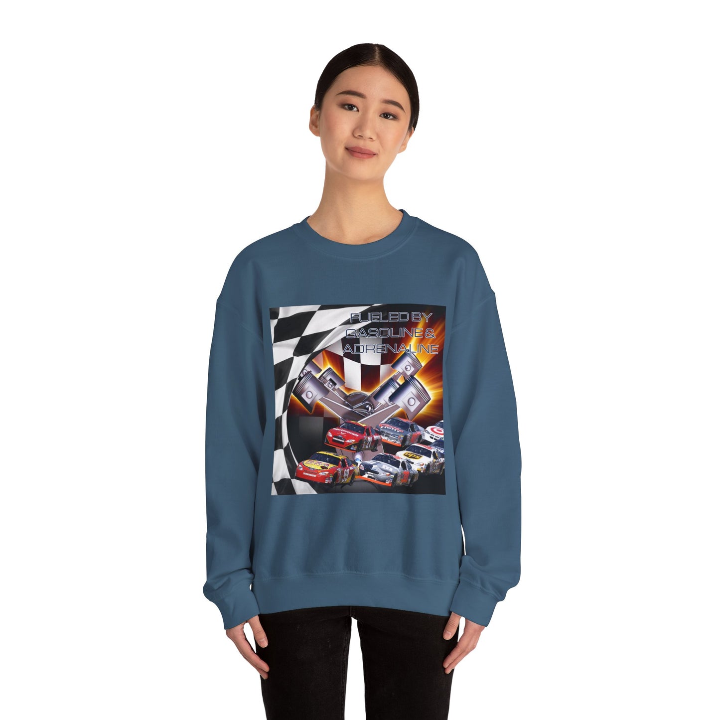 Fueled by Gasoline & Adrenaline - Unisex Heavy Blend™ Crewneck Sweatshirt