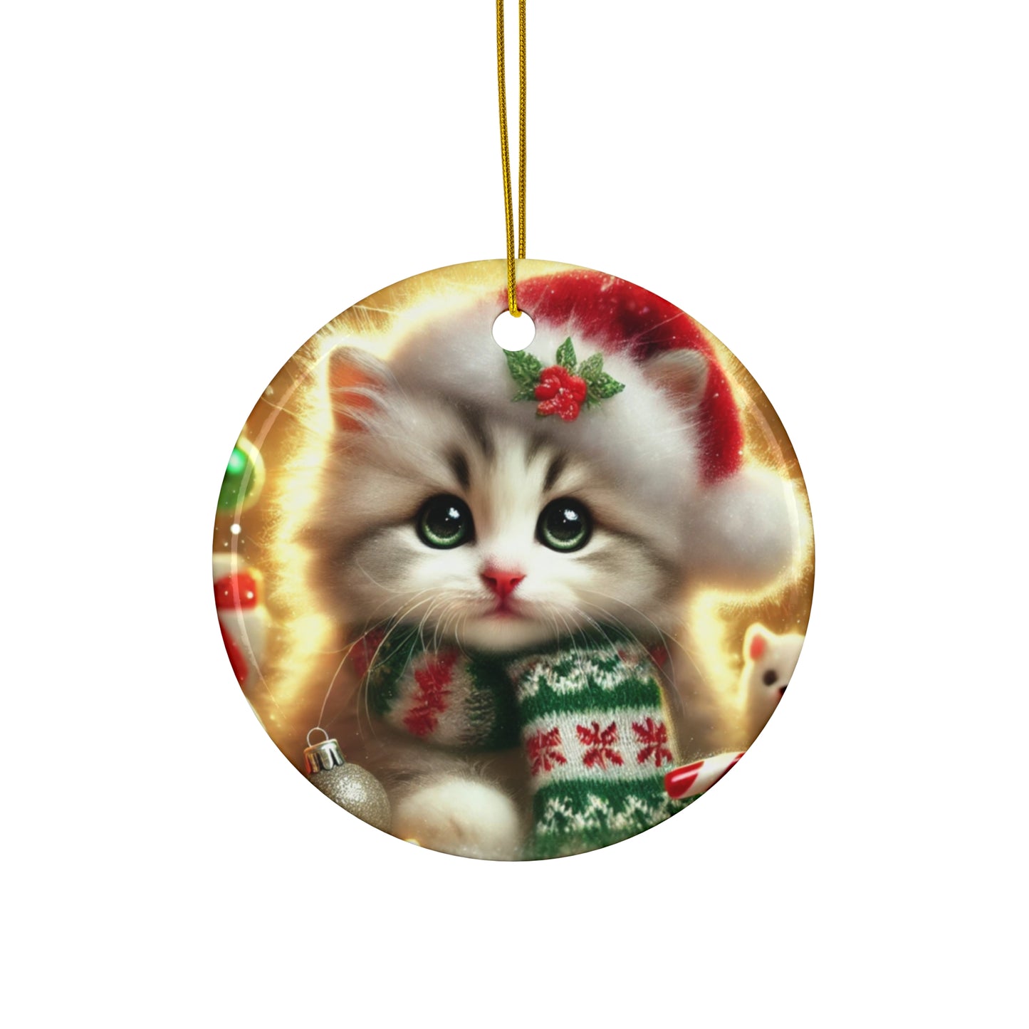 Purr-fectly Merry Christmas - Ceramic Ornament, 4 Shapes