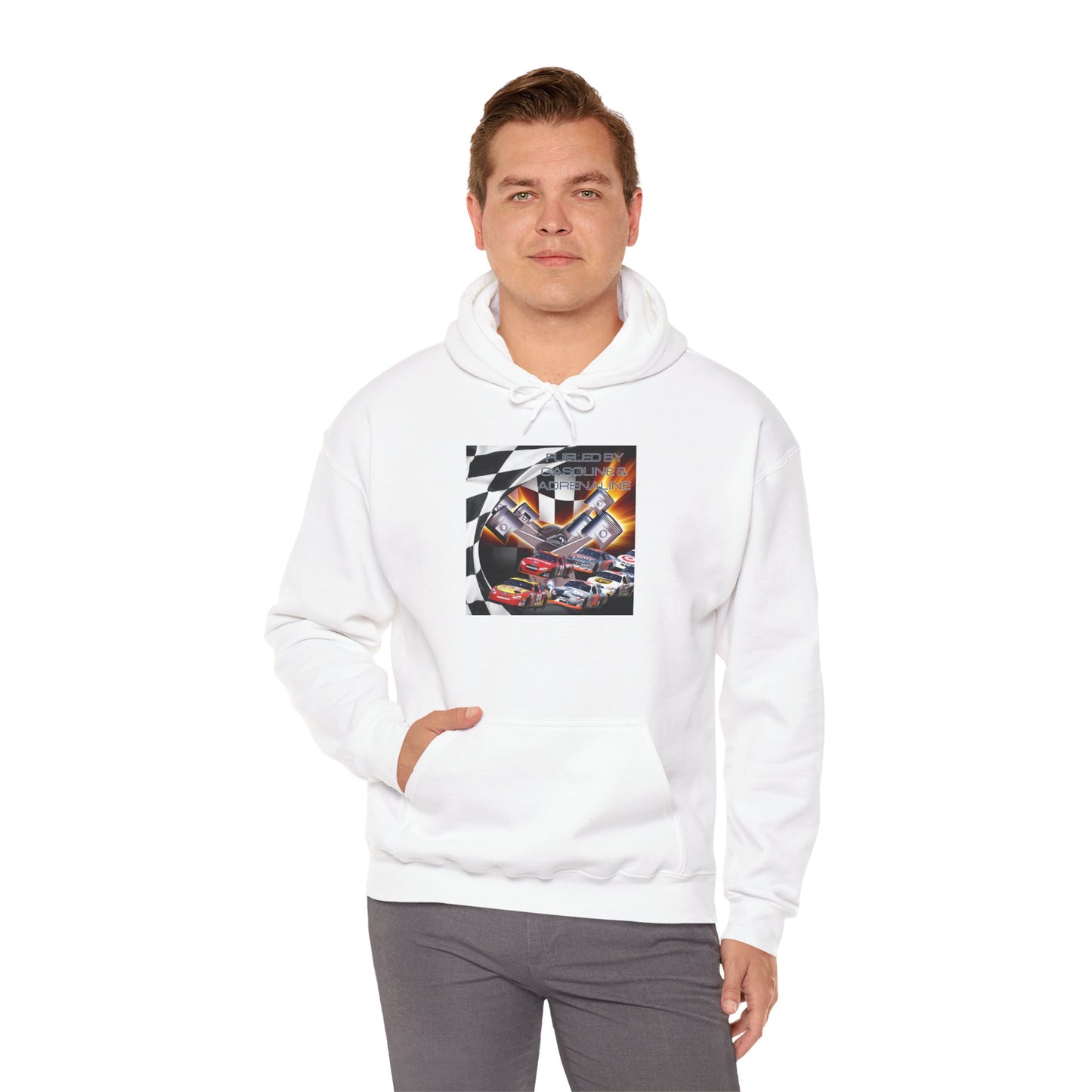 Fueled by Gasoline & Adrenaline - Unisex Heavy Blend™ Hooded Sweatshirt