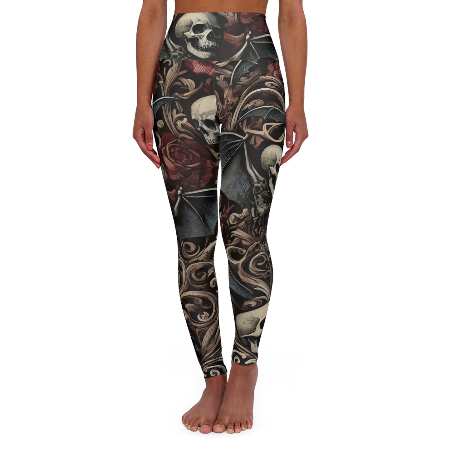 Nocturnal Elegy - High Waisted Yoga Leggings (AOP)