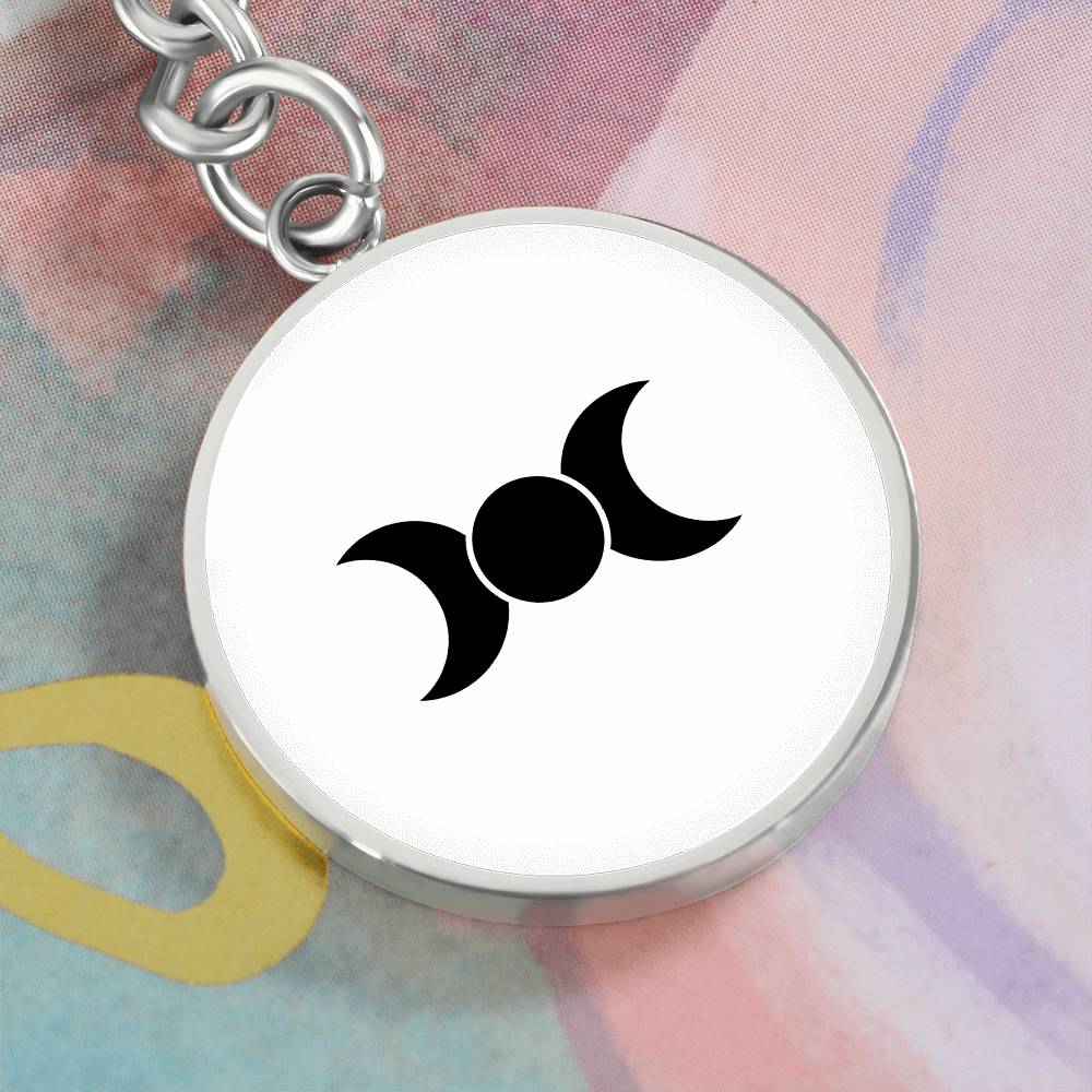 Wicca Triple Moon  Circle Keychain