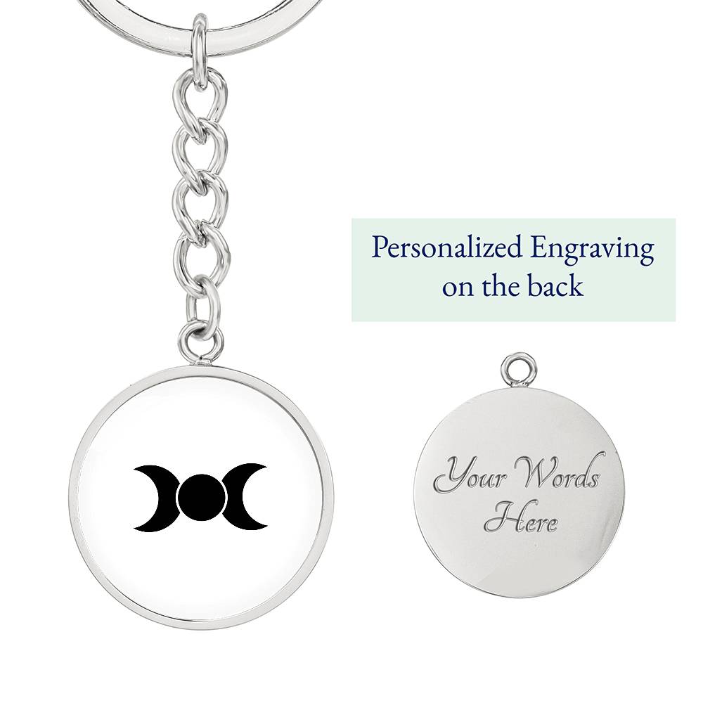 Wicca Triple Moon  Circle Keychain