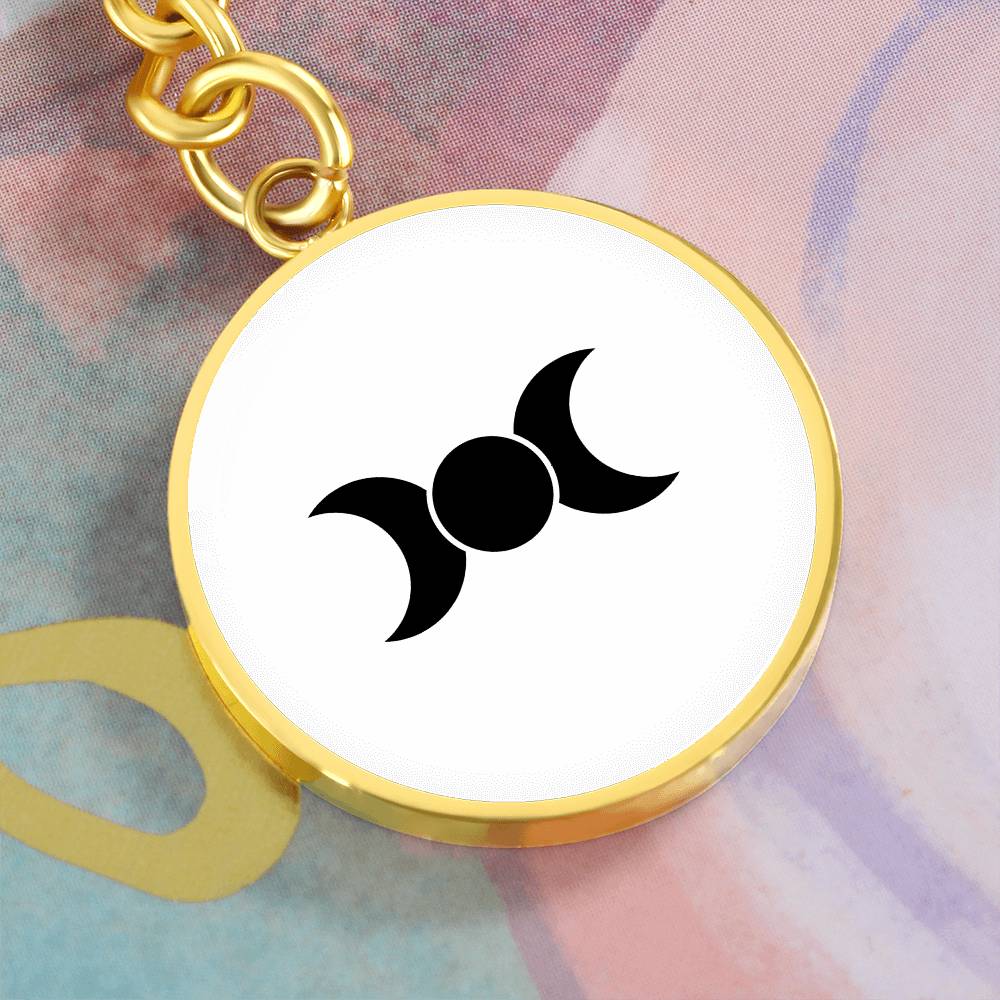 Wicca Triple Moon  Circle Keychain